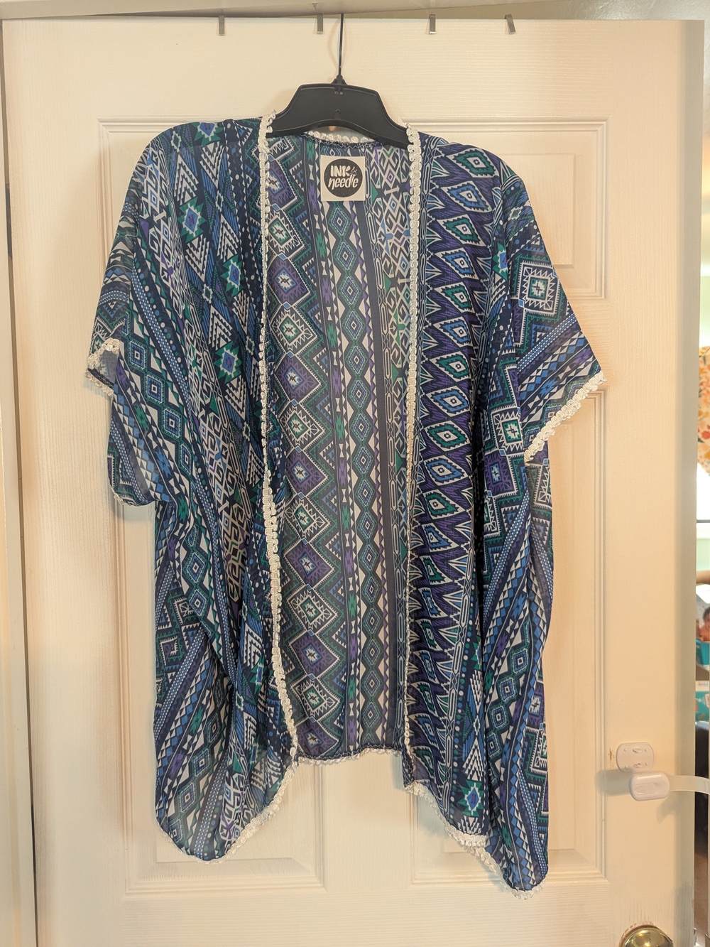 Aztec-Patterned Open Kimono